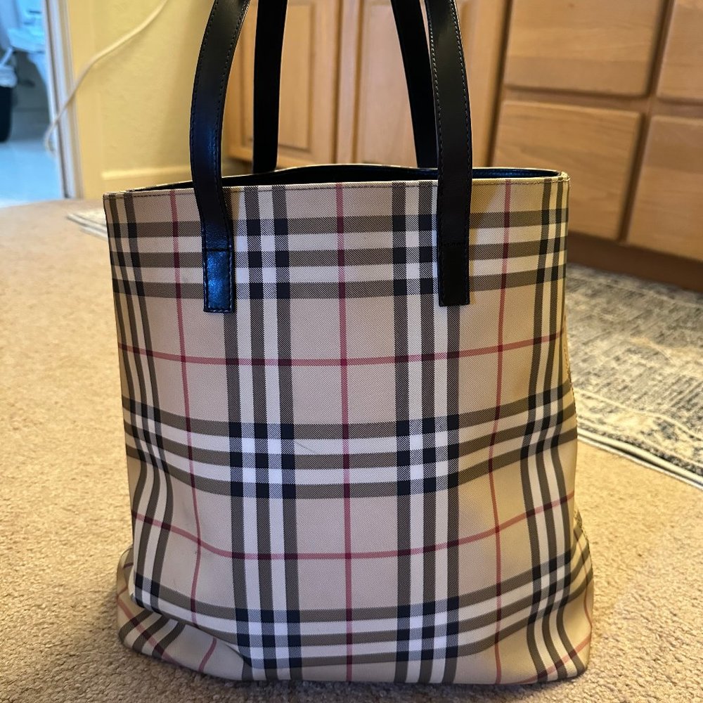 Vintage Burberry Nova Check Coated Canvas Tote!